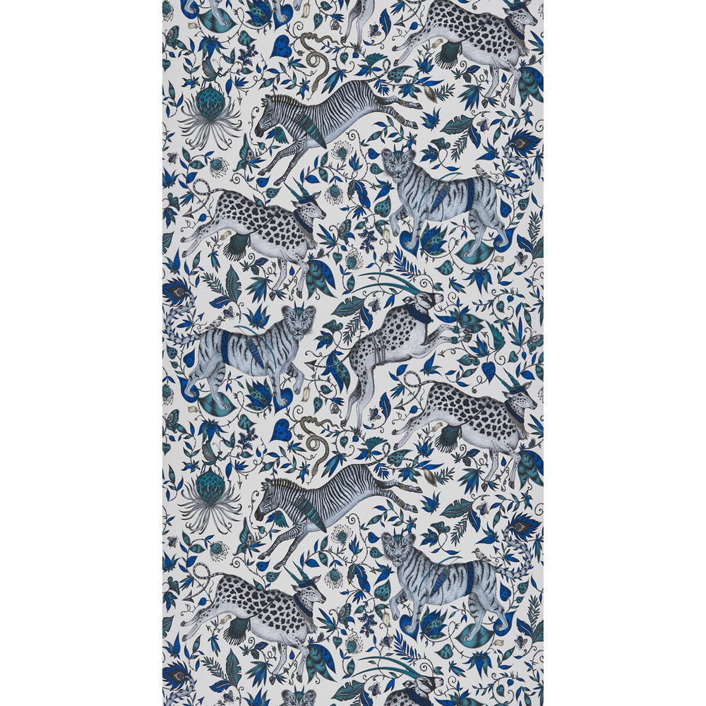 Protea Blue by Clarke And Clarke Designer Wallcovering WILDERIE BY EMMA J SHIPLEY FOR C&C NON WOVEN - 100% United Kingdom Horizontal: 0 and Vertical: 20.48 21 - Swanky Fabrics -