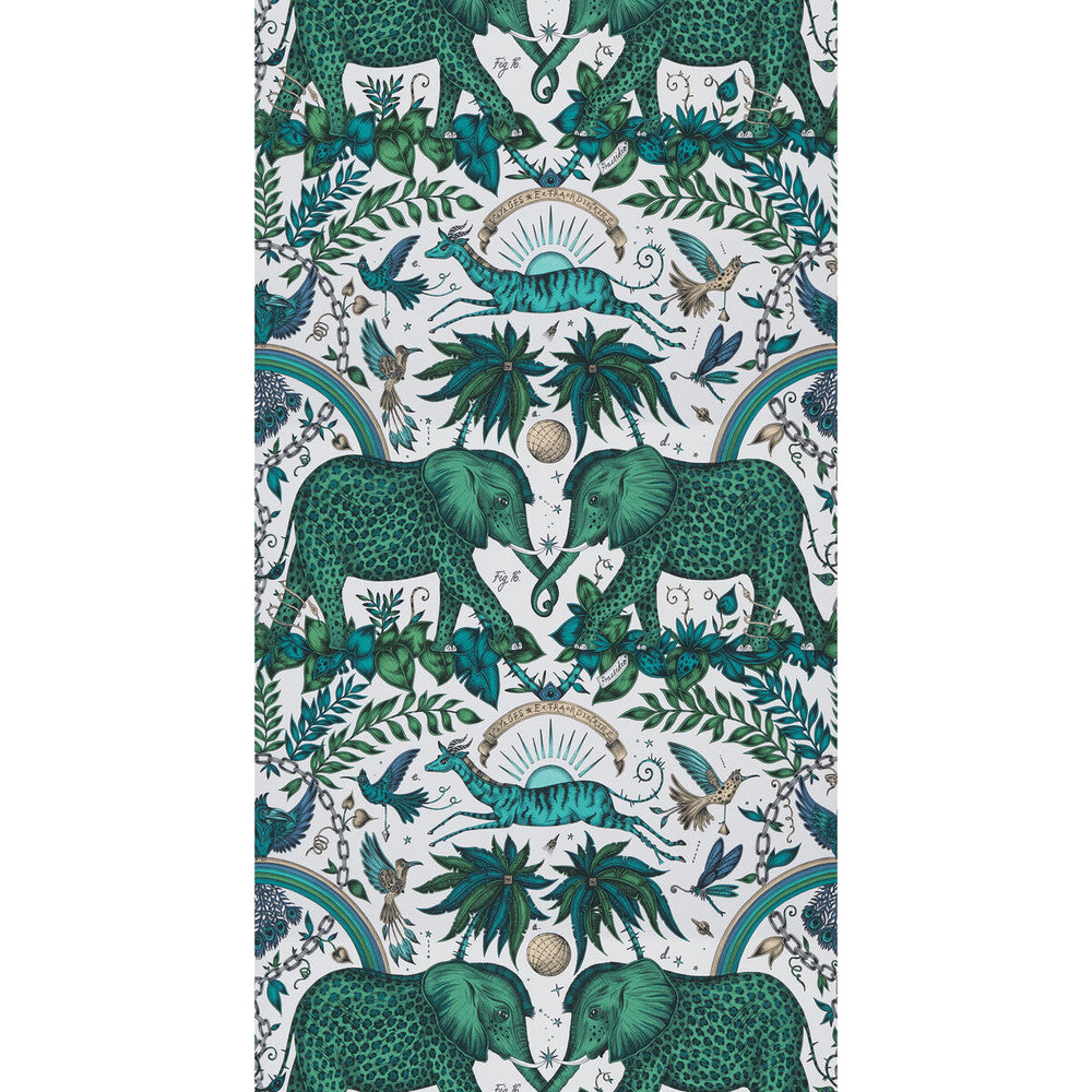 Zambezi Green by Clarke And Clarke Designer Wallcovering WILDERIE BY EMMA J SHIPLEY FOR C&C PAPER - 100% United Kingdom Horizontal: and Vertical: 18 20.5 - Swanky Fabrics -