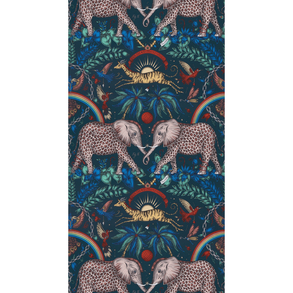 Zambezi Navy by Clarke And Clarke Designer Wallcovering WILDERIE BY EMMA J SHIPLEY FOR C&C NON WOVEN - 100% United Kingdom Horizontal: 0 and Vertical: 18 21 - Swanky Fabrics -