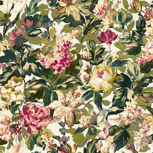 Clarke And Clarke Wallpaper Lilum Olive Raspberry Wp W0158/03.CAC.0