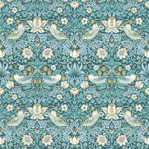 Clarke And Clarke Wallpaper Strawberry Thief Teal Wp W0171/06.CAC.0