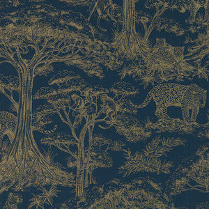 Clarke And Clarke Wallpaper Kisumu Midnight/Luxe Wp W0185/02.CAC.0