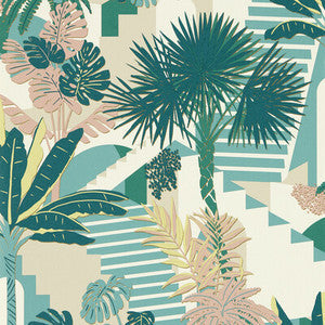Clarke And Clarke Wallpaper Malindi Mineral/Blush Wp W0186/02.CAC.0