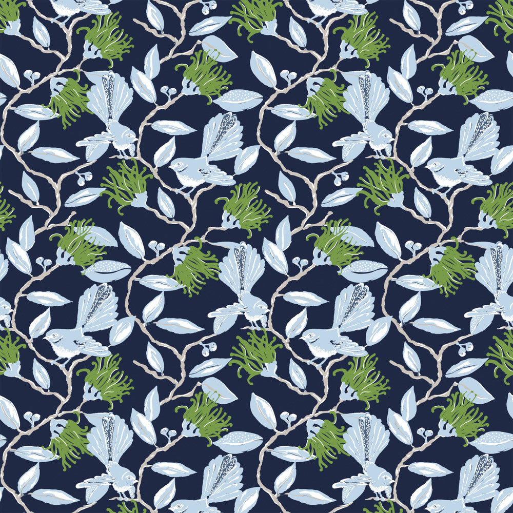 W05Vl-1 Onlooker Navy Wallpaper by Aoc Designer Wallpaper HERITAGE WALLPAPER 100%PA USA Horizontal: 21 and Vertical: 13.5 27 in - Swanky Fabrics -
