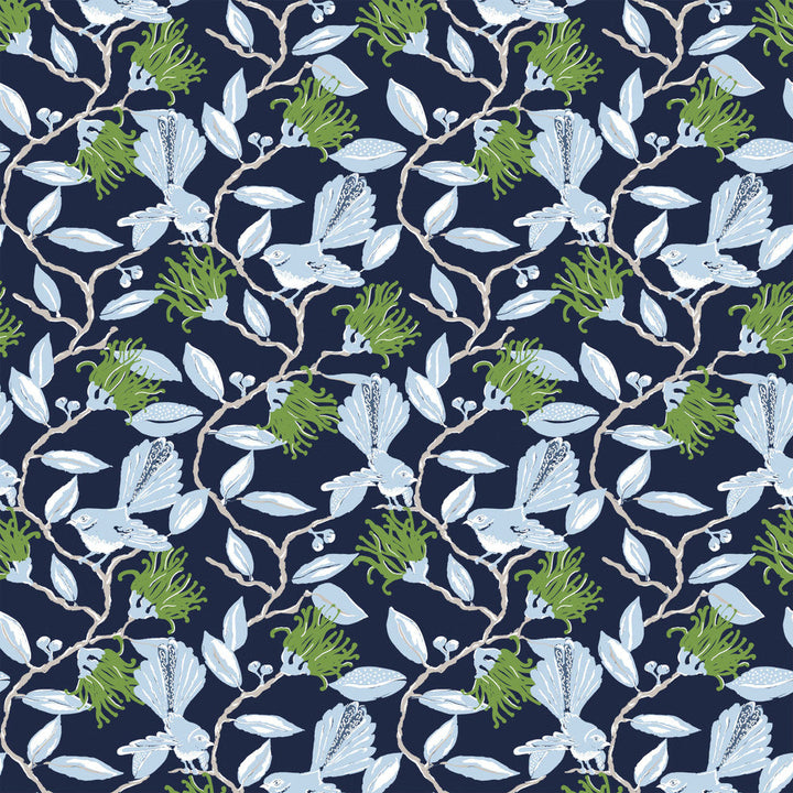 W05Vl-1 Onlooker Navy Wallpaper by Aoc Designer Wallpaper HERITAGE WALLPAPER 100%PA USA Horizontal: 21 and Vertical: 13.5 27 in - Swanky Fabrics -