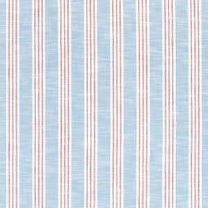 Thibaut Fabric Southport Stripe Sky and Red W73489
