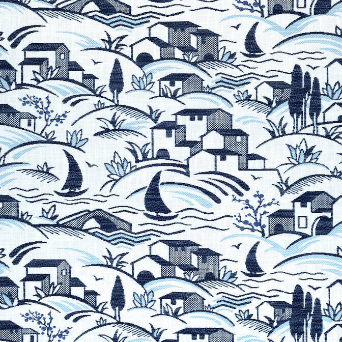 Landmark Navy and Sky W73524 by Thibaut Fabric Thibaut Fabric Landmark Navy and Sky W73524Fabric Landmark 100% Polyester (UV) U.S.A. </p><p>Repeat: V: 16.5 54 - Fabric Carolina -
