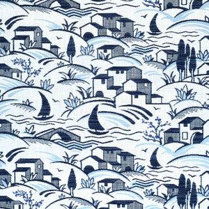 Thibaut Fabric Landmark Navy and Sky W73524
