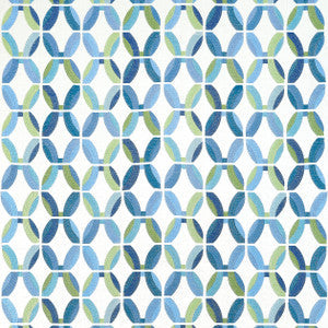 Thibaut Fabric Passageway Embroidery Blue and Green W745000