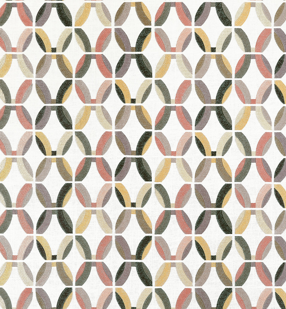 Thibaut Fabric Passageway Embroidery Apricot and Ginger W745002
