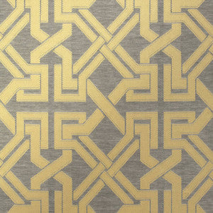 Thibaut Fabric Benedetto Grey and Gold W772578