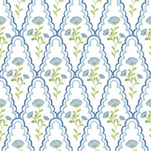 Aoc Wallpaper W7848 Scallop Floral 3 Denim