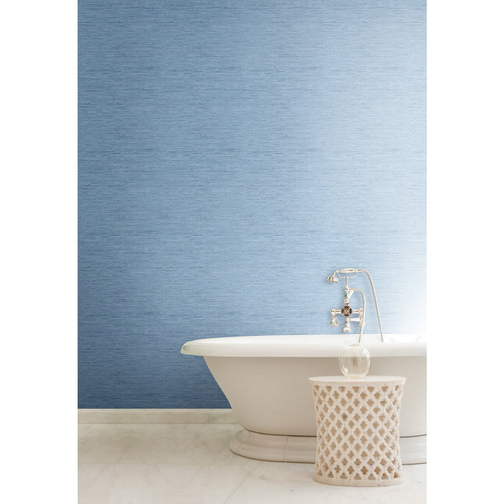 Horizontal Grasscloth Light Blue Wallpaper by York Wallcoverings Designer