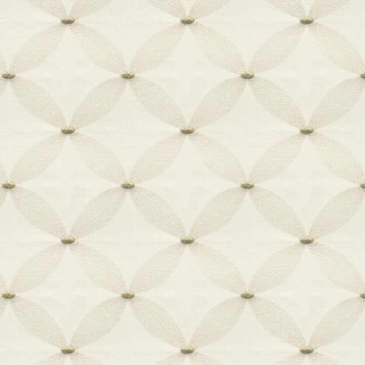 Wesley 1 Toast by Stout Designer Fabric COLOR MY WINDOW EMBROIDERY/SNOW 100%POL %PEMB INDIA Horizontal: 4.375 and Vertical: 4.75 52 in - Swanky Fabrics -