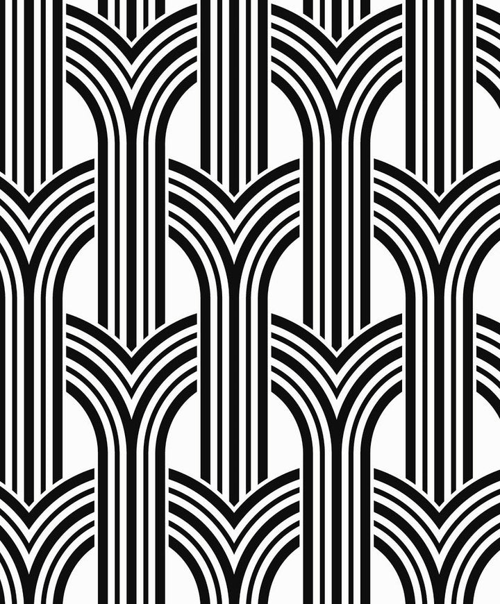 Hendrix Arches Off-White & Onyx WH40030 by Seabrook Designs Designer Wallpaper