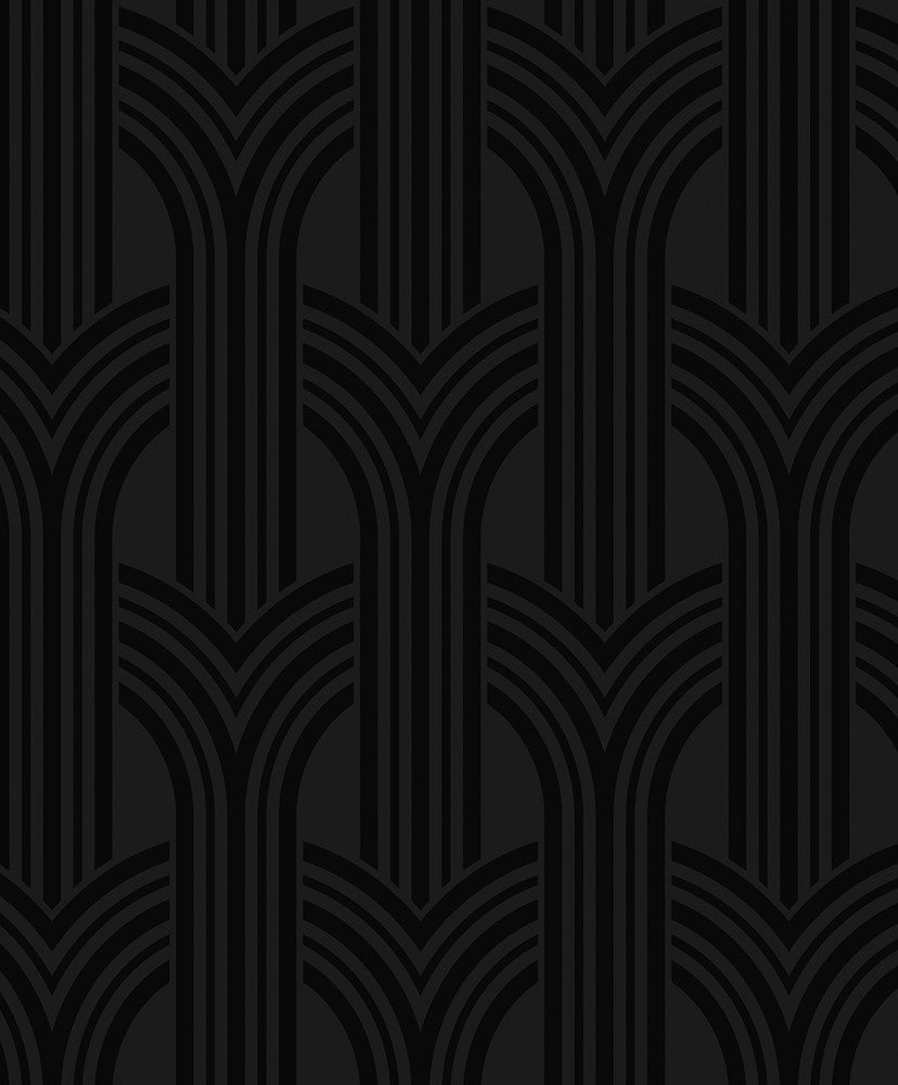 Hendrix Arches Carbon & Metallic Black WH40040 by Seabrook Designs Designer Wallpaper