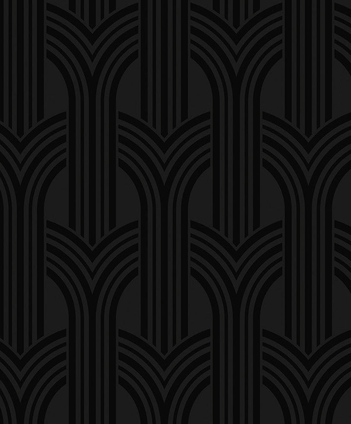 Hendrix Arches Carbon & Metallic Black WH40040 by Seabrook Designs Designer Wallpaper