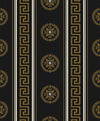 Seabrook Designs Wallpaper Classico Medallion Stripe Black & Metallic Gold WH40106