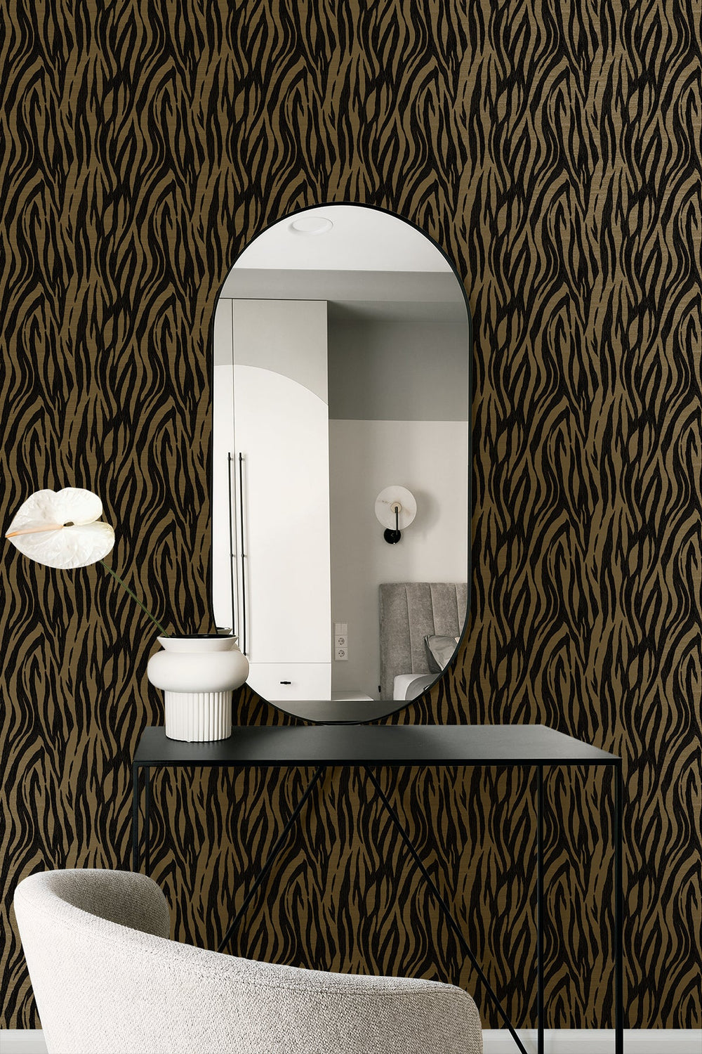 Jazz Faux Skin Metallic Royal Gold & Obsidian WH40206 by Seabrook Designs Designer Wallpaper