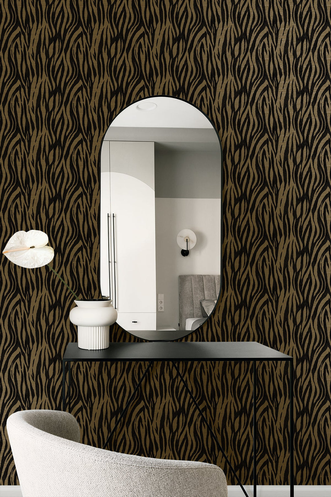 Jazz Faux Skin Metallic Royal Gold & Obsidian WH40206 by Seabrook Designs Designer Wallpaper