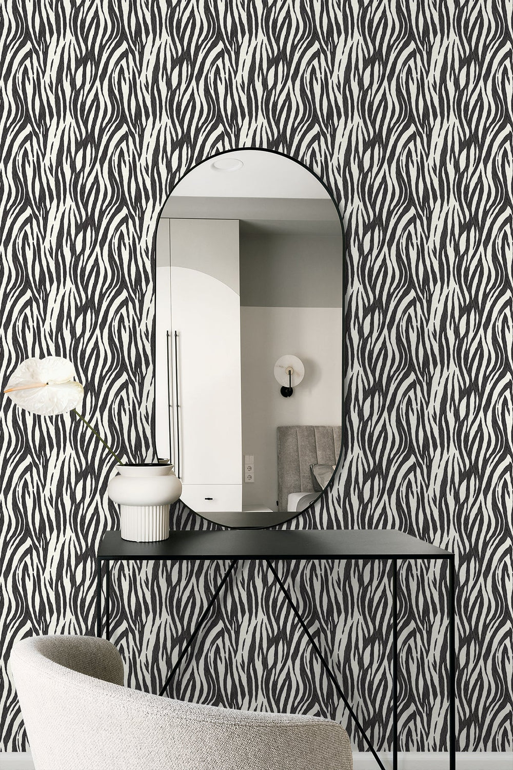 Jazz Faux Skin Onyx & Neutral WH40216 by Seabrook Designs Designer Wallpaper