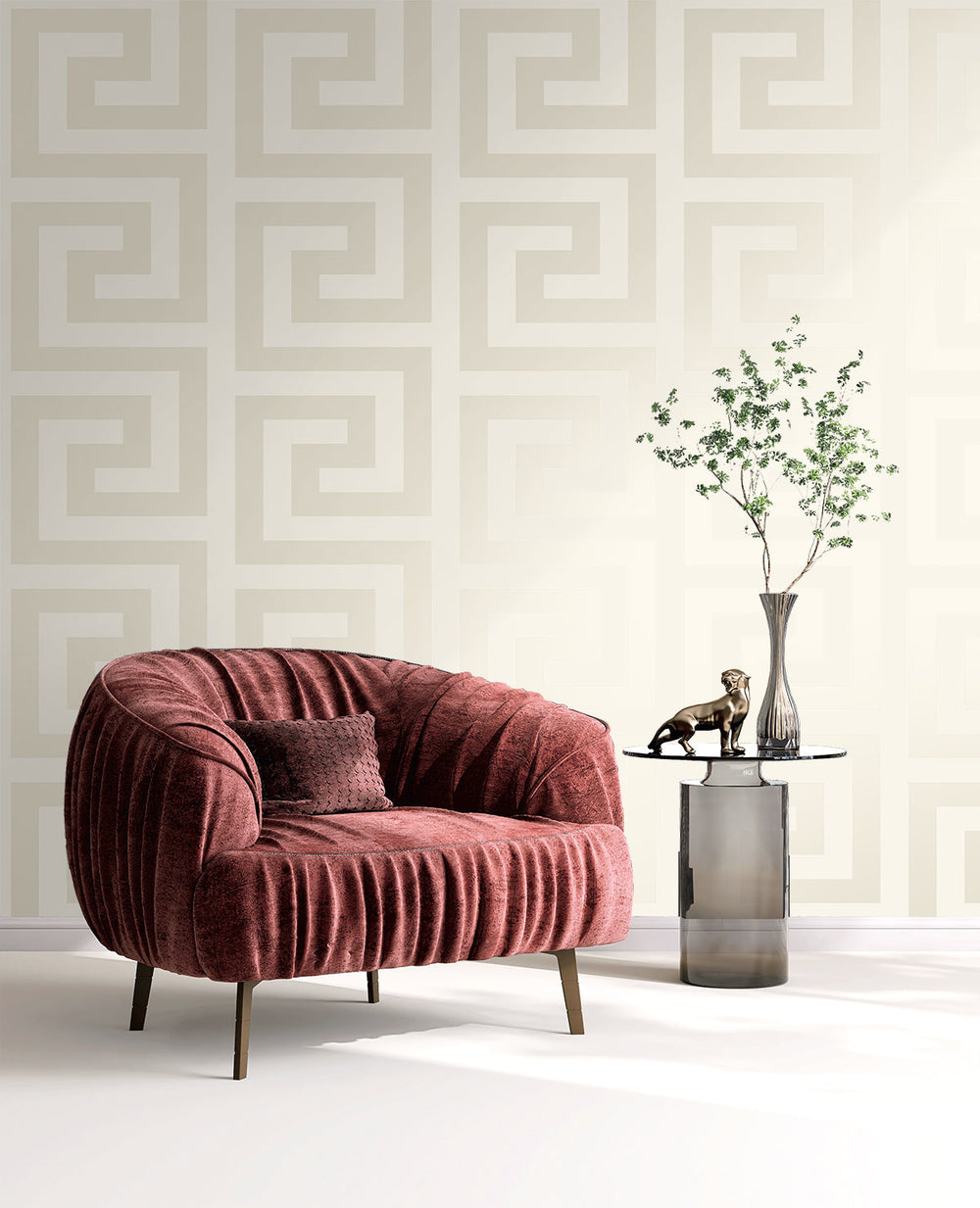 Forte Greek Key Metallic Champagne WH40330 by Seabrook Designs Designer Wallpaper