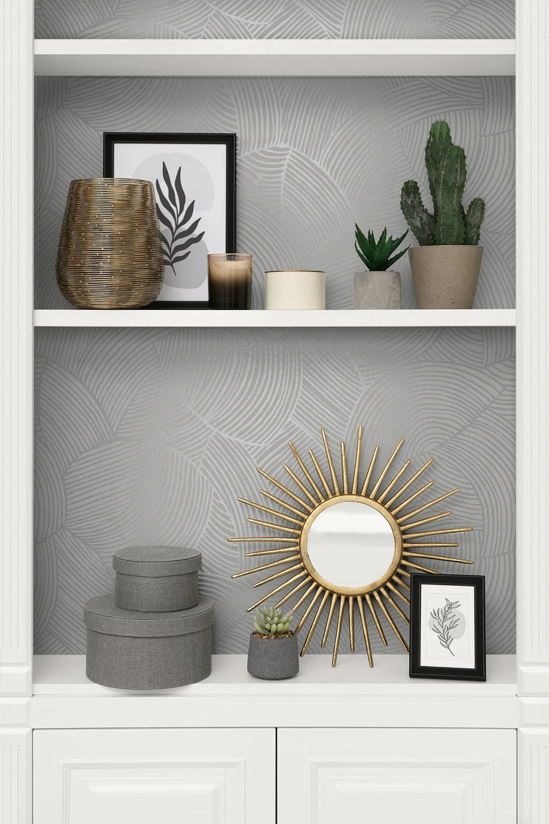 Symphony Geometric Metallic Smoke WH40405 by Seabrook Designs Designer Wallpaper