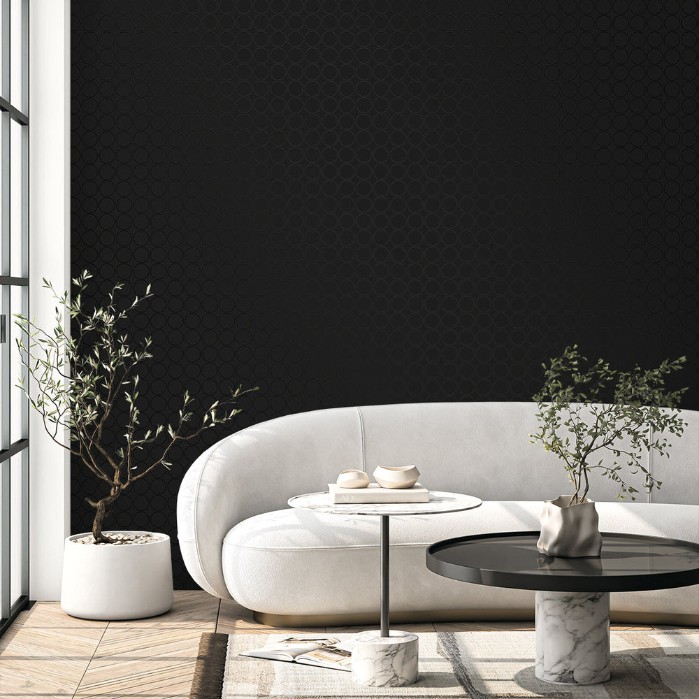 Round Geometric Metallic Nightfall WH40500 by Seabrook Designs Designer Wallpaper