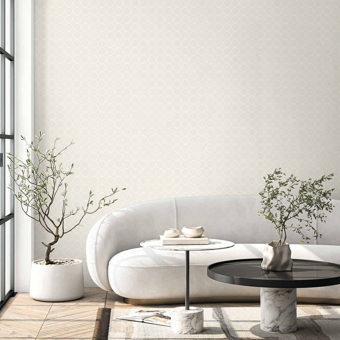 Round Geometric Neutral WH40503 by Seabrook Designs Designer Wallpaper