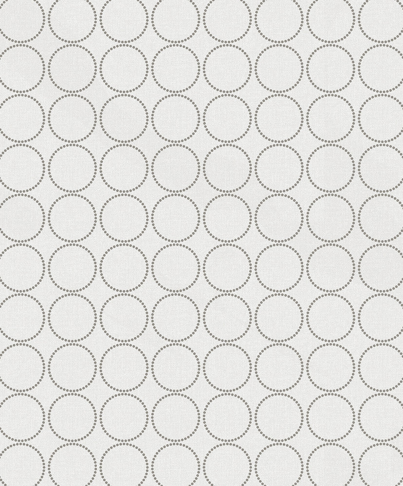 Round Geometric Linen & Metallic Silver WH40505 by Seabrook Designs Designer Wallpaper