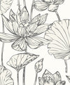 Seabrook Designs Wallpaper Viola Floral Metallic Ivory & Ash WH40720