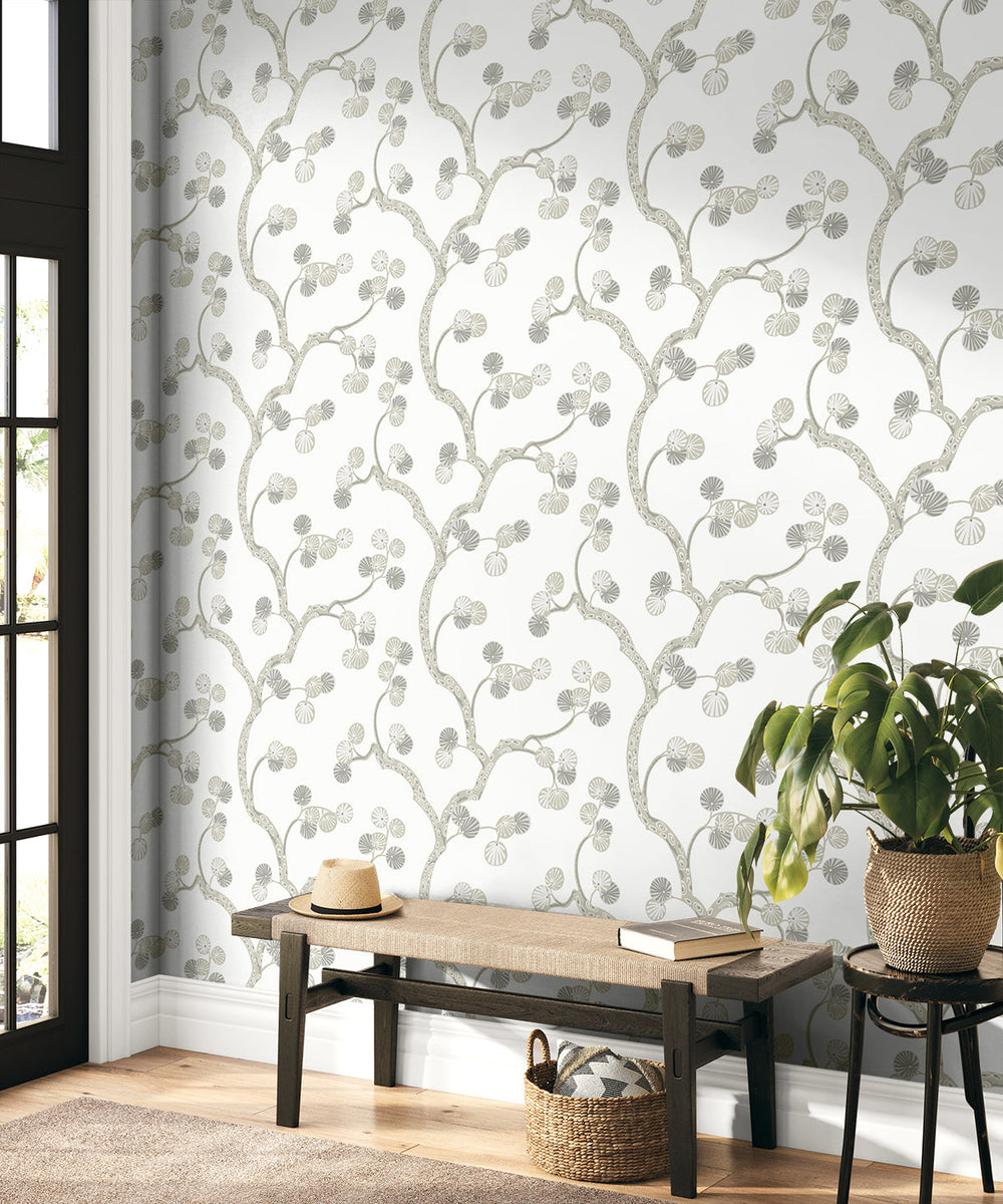 Allegra Branches Cotton & Fog WH41008 by Seabrook Designs Designer Wallpaper
