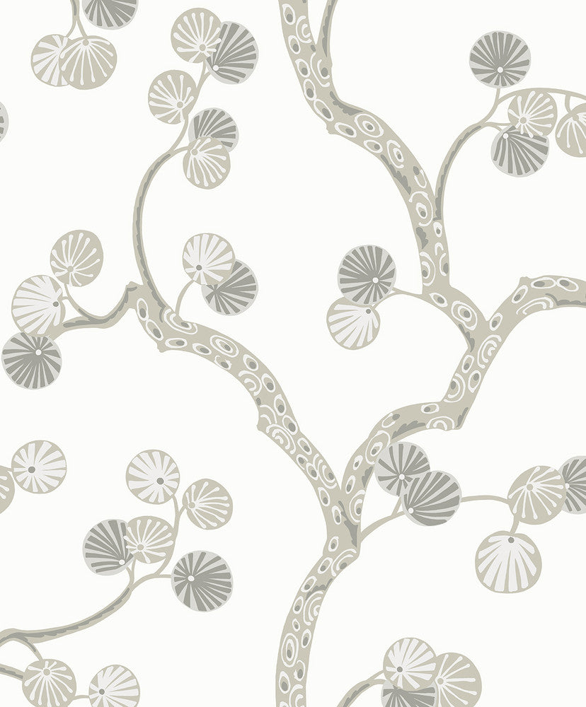 Allegra Branches Cotton & Fog WH41008 by Seabrook Designs Designer Wallpaper