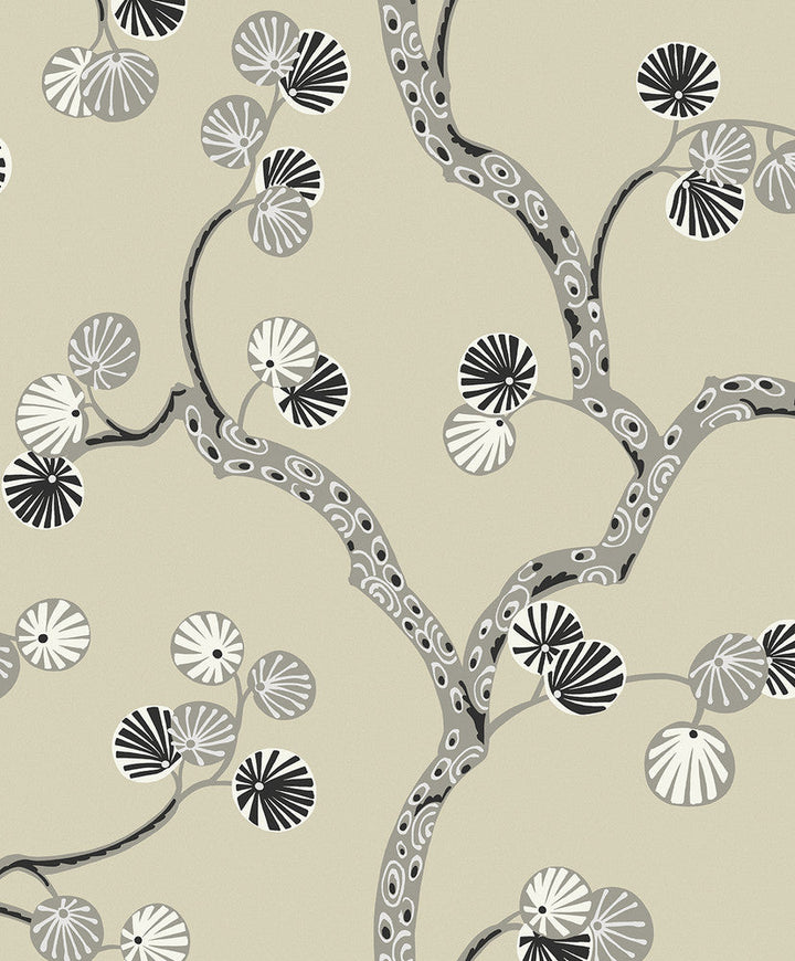 Allegra Branches Metallic Champagne & Stone WH41015 by Seabrook Designs Designer Wallpaper