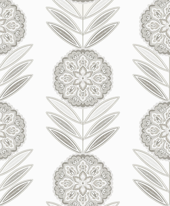 Belle Floral Stripe Smoke WH41108 by Seabrook Designs Designer Wallpaper