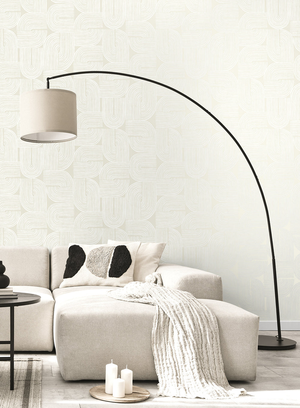 Piper Geometric Metallic Champagne & Flour WH41320 by Seabrook Designs Designer Wallpaper