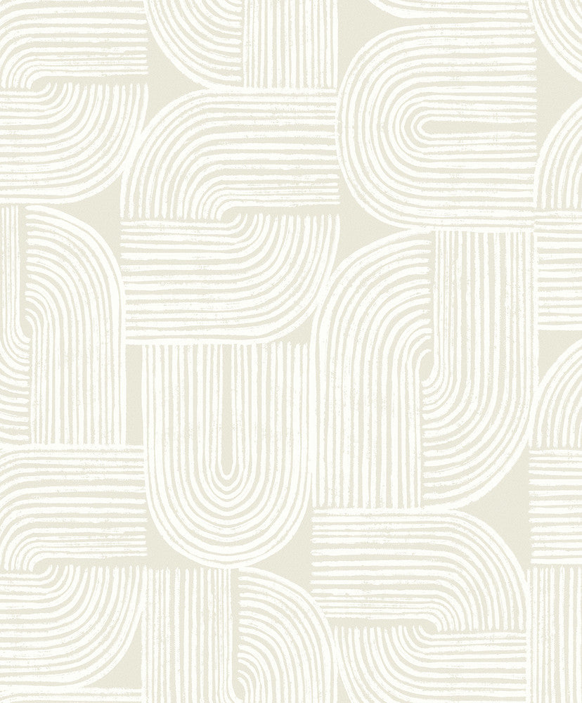 Piper Geometric Metallic Champagne & Flour WH41320 by Seabrook Designs Designer Wallpaper