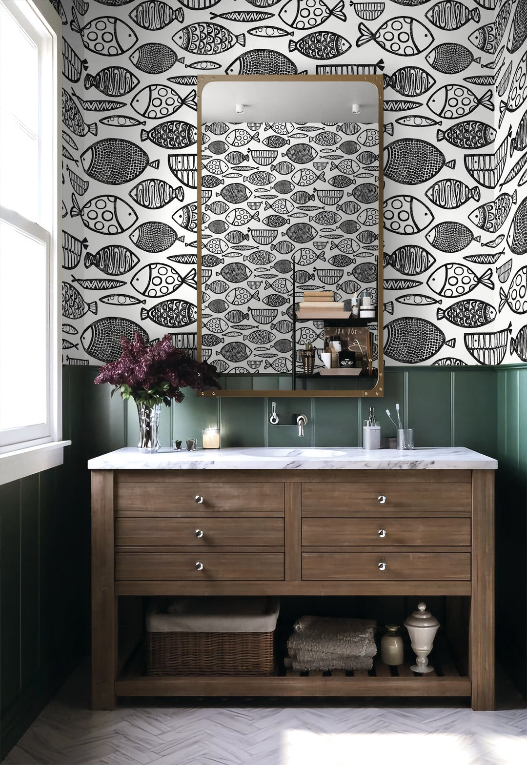 Cadence Fish Contrast WH41420 by Seabrook Designs Designer Wallpaper