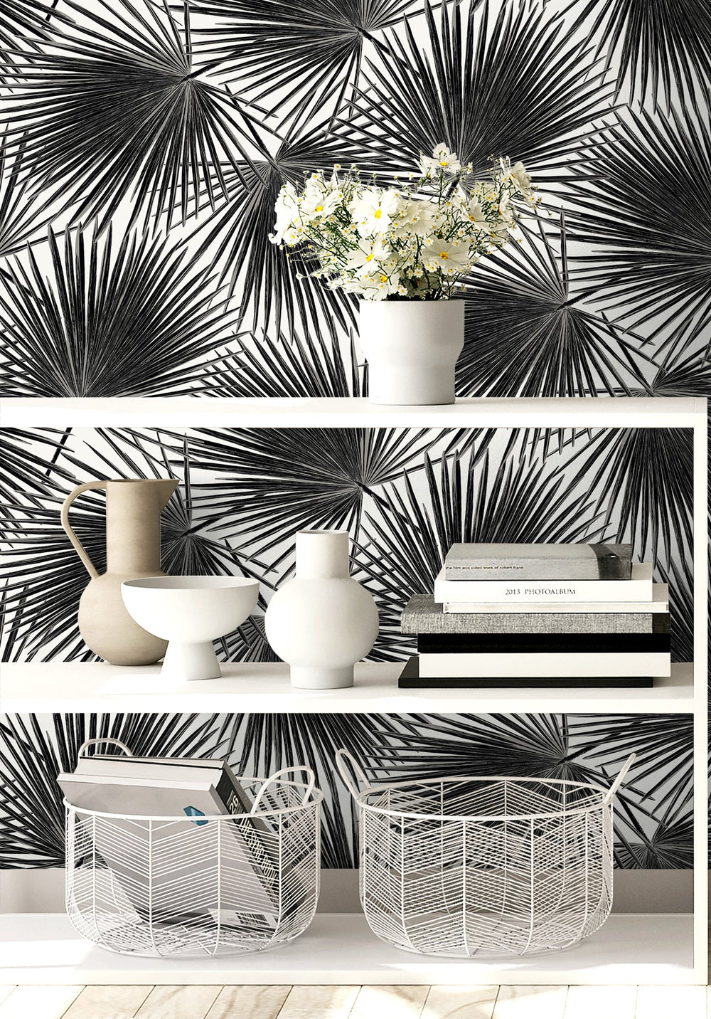 Elvis Palms Inky WH41500 by Seabrook Designs Designer Wallpaper