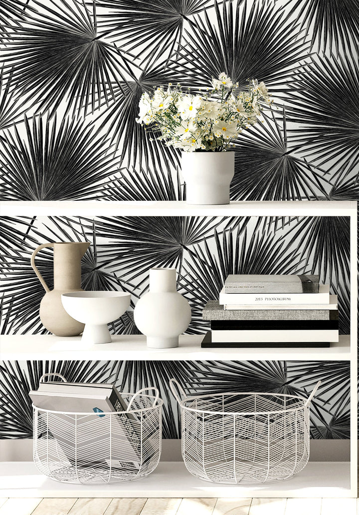 Elvis Palms Inky WH41500 by Seabrook Designs Designer Wallpaper