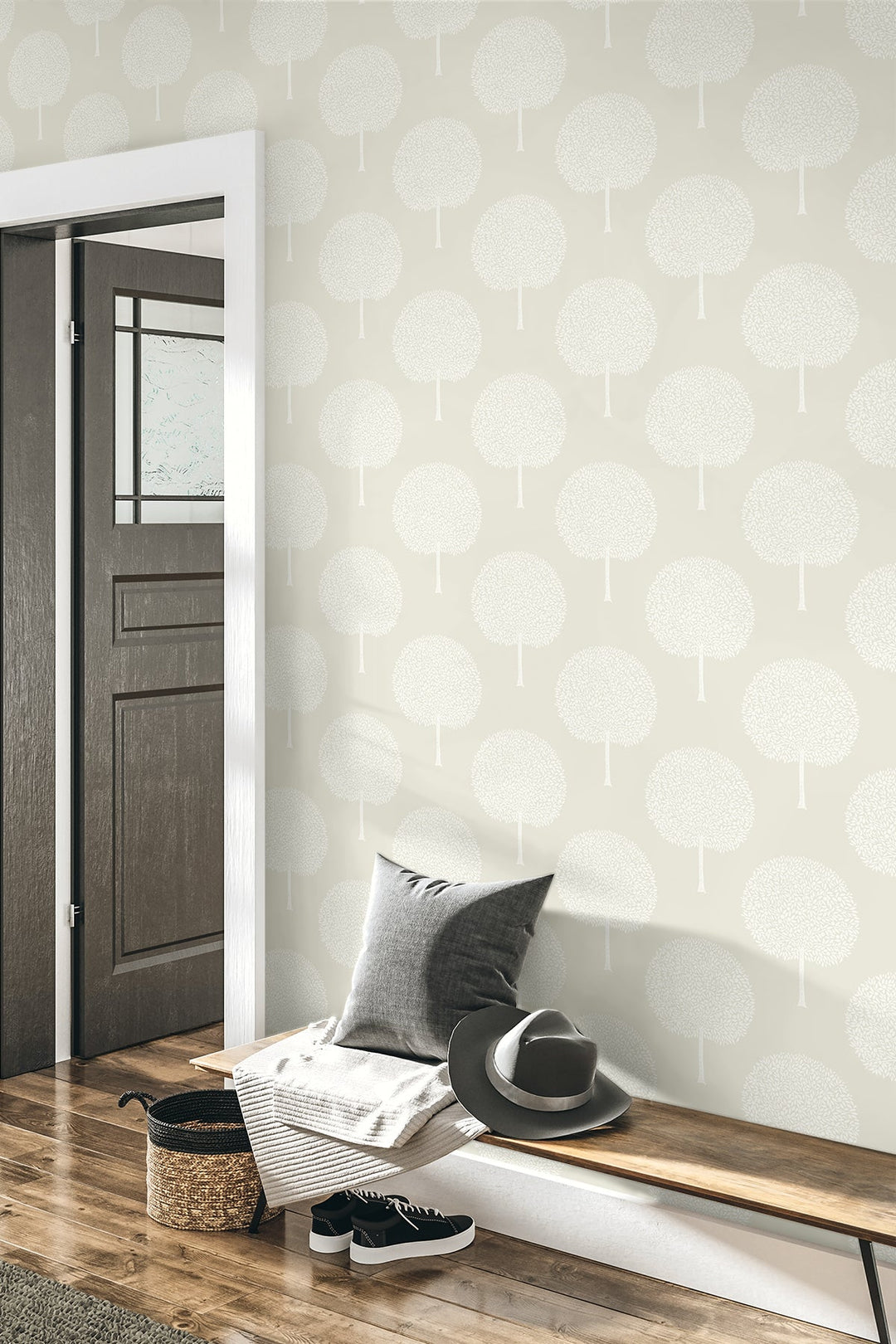 Demi Trees Neutral & Cream WH41805 by Seabrook Designs Designer Wallpaper