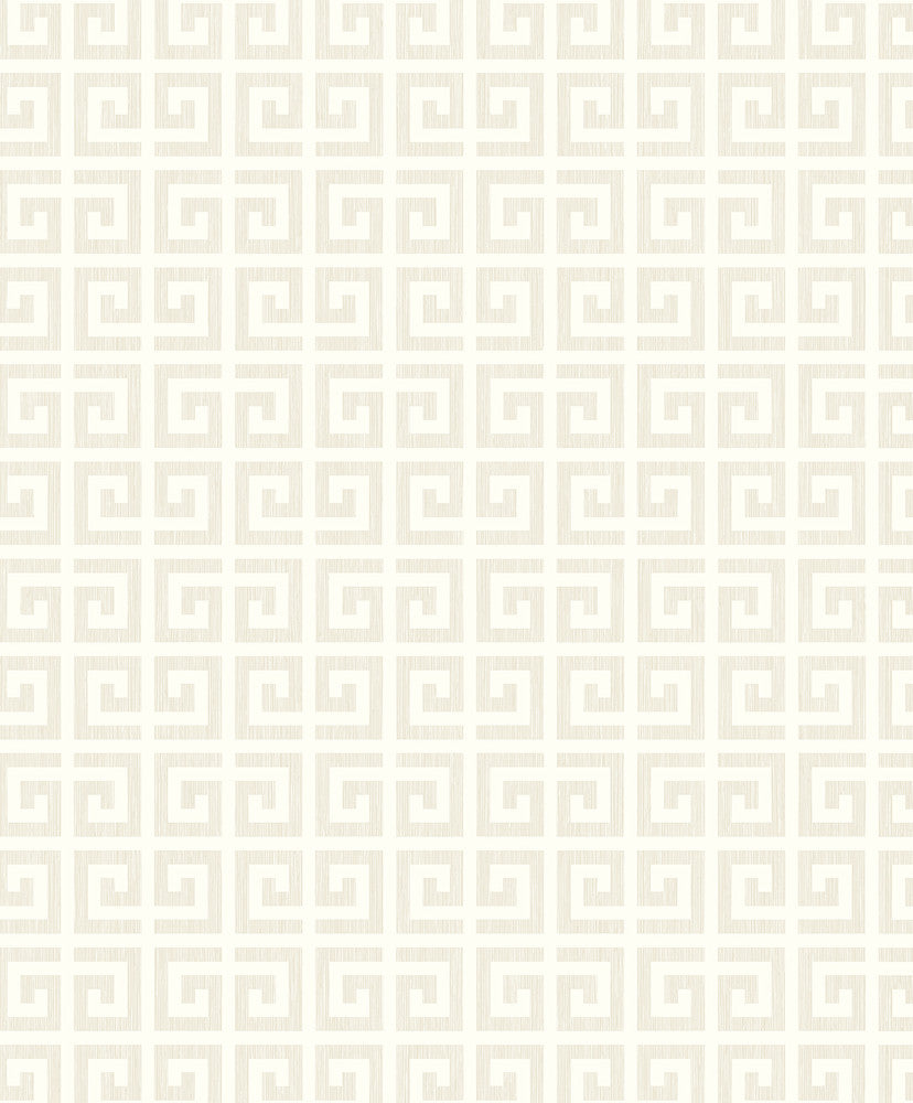 Major Greek Key Metallic Oatmeal WH41913 by Seabrook Designs Designer Wallpaper