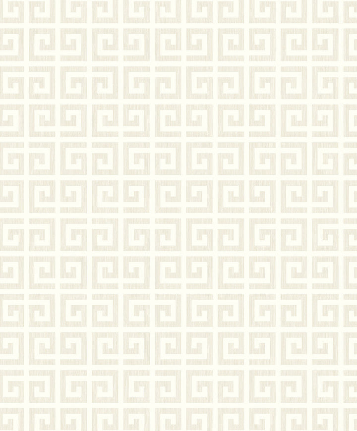 Major Greek Key Metallic Oatmeal WH41913 by Seabrook Designs Designer Wallpaper
