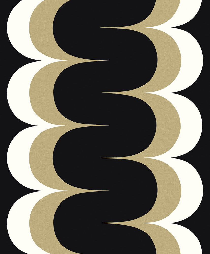 Mandolin Geometric Stripe Black & Metallic Golden Straw WH42005 by Seabrook Designs Designer Wallpaper