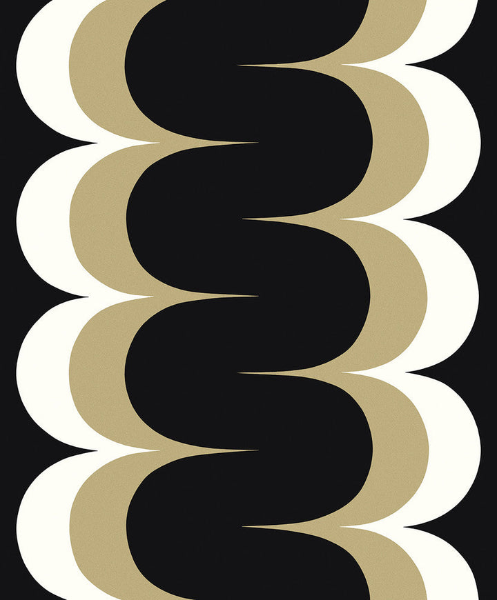 Mandolin Geometric Stripe Black & Metallic Golden Straw WH42005 by Seabrook Designs Designer Wallpaper