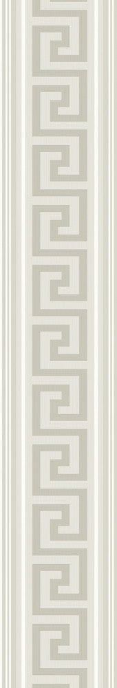 Lyre Greek Key Border Almond & Metallic Champagne WH42100 by Seabrook Designs Designer Wallpaper