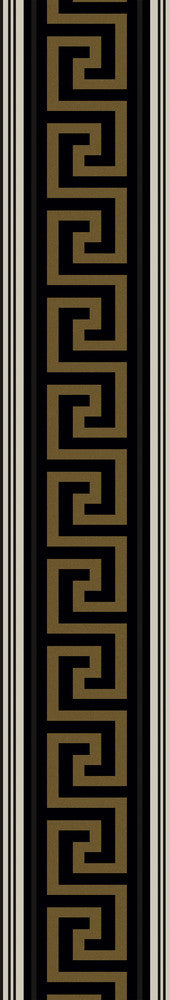 Lyre Greek Key Border Black & Metallic Golden Sun WH42106 by Seabrook Designs Designer Wallpaper