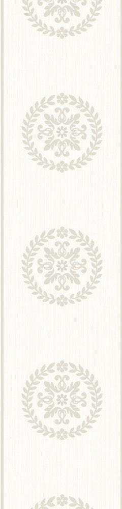 Ronan Medallion Border Cream & Metallic Cookie WH42200 by Seabrook Designs Designer Wallpaper