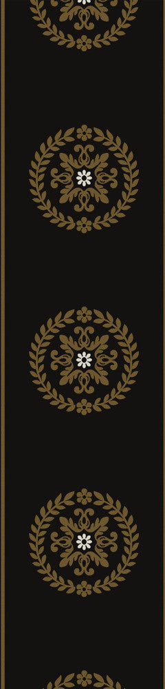 Ronan Medallion Border Black & Metallic Gold WH42206 by Seabrook Designs Designer Wallpaper