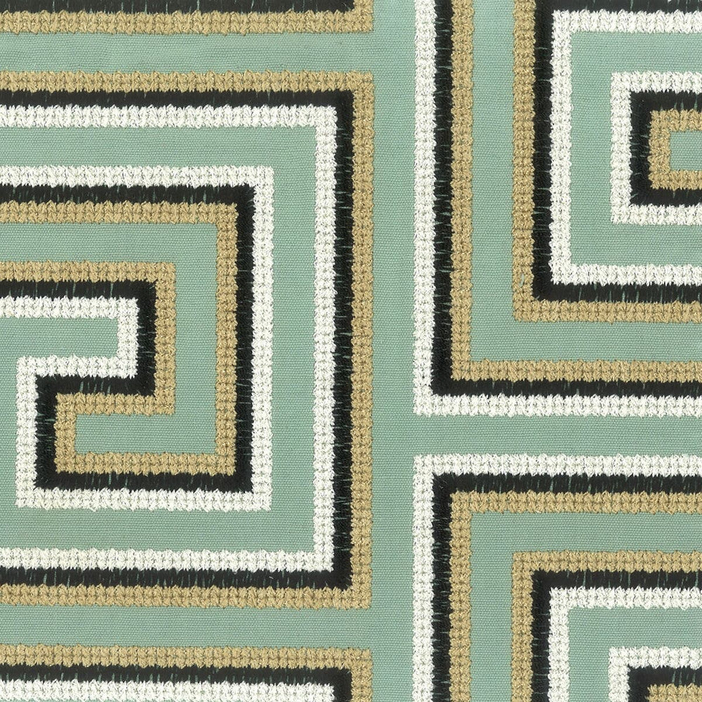 Whistler 2 Seafoam by Stout Designer Fabric EMBROIDERY IV 100%COT INDIA </p><p>Repeat: 6.25 54 in - Swanky Fabrics -